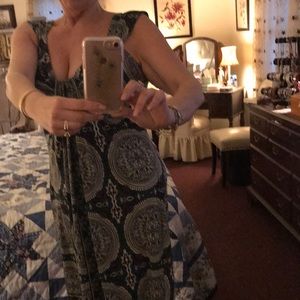 Green and Purple Print sleeveless Dress.